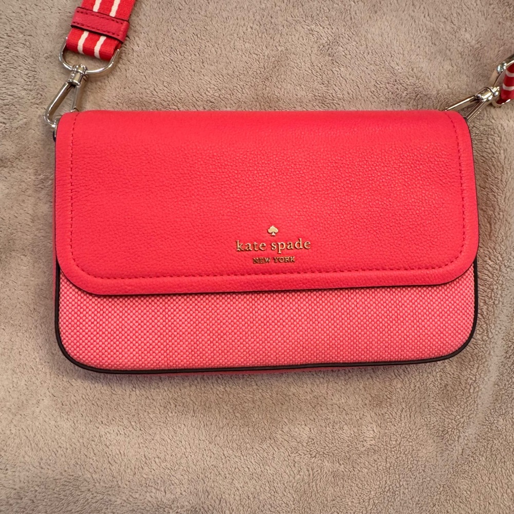 Kate Spade Rosie Flap Crossbody Bag Pink Pebbled Leather Preppy Resort Luxe - Picture 3 of 14